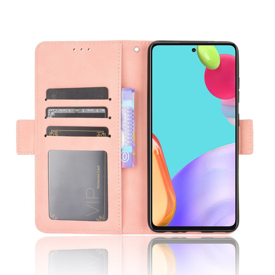 Cu clapetă pentru Samsung Galaxy A72 5G, Card Slot, roz