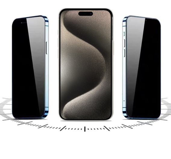 2x Sticlă de confidențialitate temperată pentru iPhone 15 Pro, ERBORD 9H Easy App Anti-Peep
