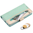 Carcasă cu clapetă pentru Samsung Galaxy S22+ Plus 5G, Wallet Pocket Zipper Lace, verde