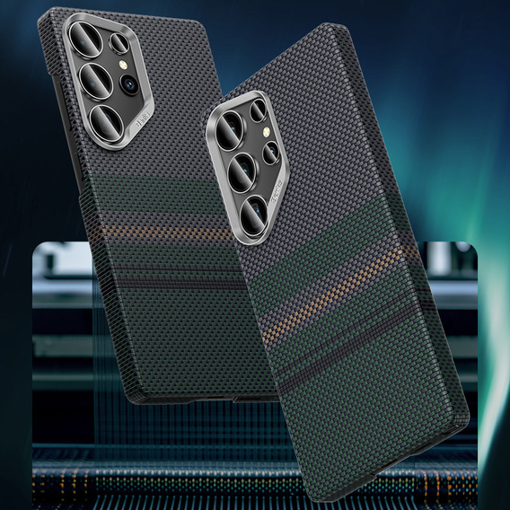 Carcasa BENKS Kevlar pentru Samsung Galaxy S25 Ultra, pentru MagSafe, Carbon Fiber, negru