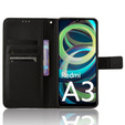 Cu clapetă pentru Xiaomi Redmi A3, Wallet Smart Magnet, negru