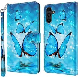 Cu clapetă pentru Samsung Galaxy A14 4G/5G, Wallet Butterfly, albastru