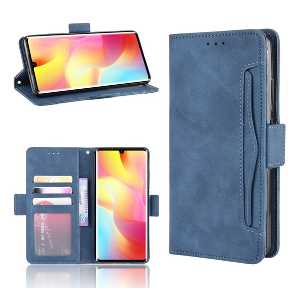 Cu clapetă pentru Xiaomi Mi Note 10 Lite, Card Slot, albastru