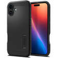 Carcasa Spigen pentru iPhone 16, Tough Armor Mag MagSafe, negru + 9H Tempered Glass