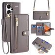 Cu clapetă pentru Xiaomi Redmi Note 13 Pro+, Wallet Zipper Pocket, gri