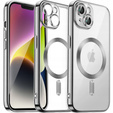 Husă pentru iPhone 14 Plus, Electro MagSafe, de argint + Sticlă pentru ecran