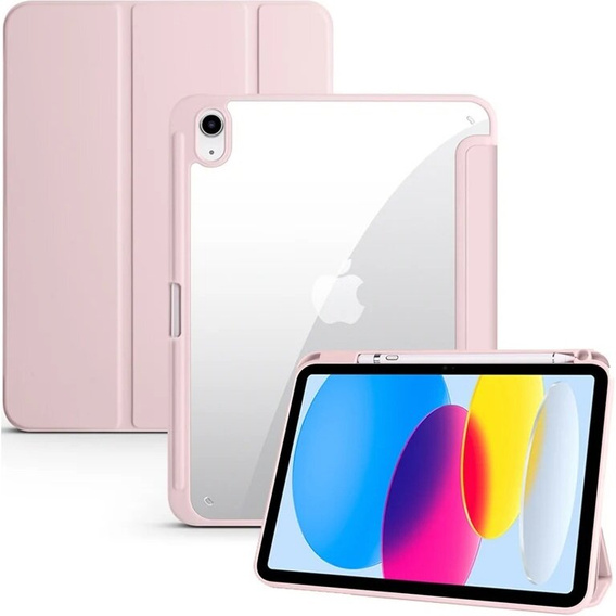Husă pentru iPad 10.9 2022 10 Gen, Smartcase Hybrid, cu spațiu pentru stylus, roz