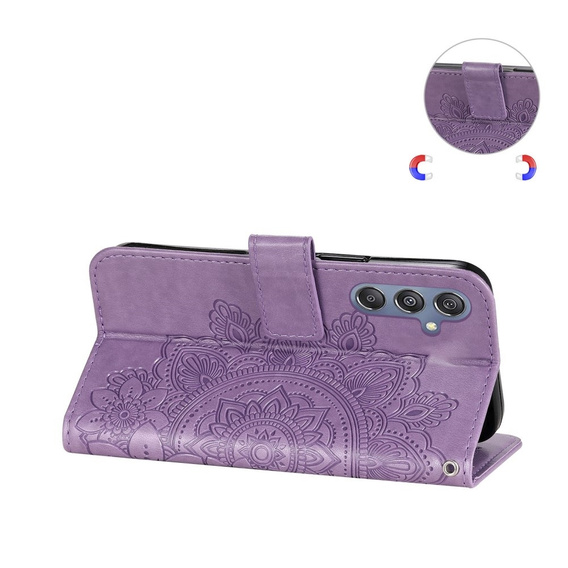Cu clapetă pentru Samsung Galaxy M34 5G, Mandala Flower, violet