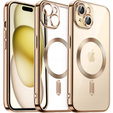 Husă pentru iPhone 15, Electro MagSafe, de aur + Sticlă pentru ecran