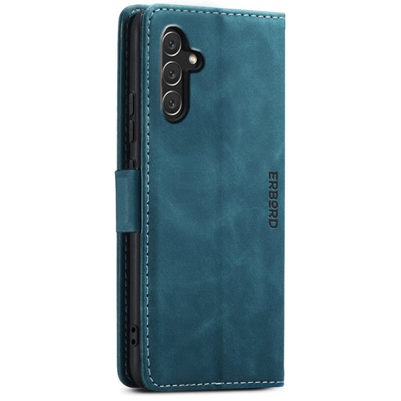 Husă pentru Samsung Galaxy A14 4G/5G, ERBORD Vintage, portofel cu clapetă, albastru