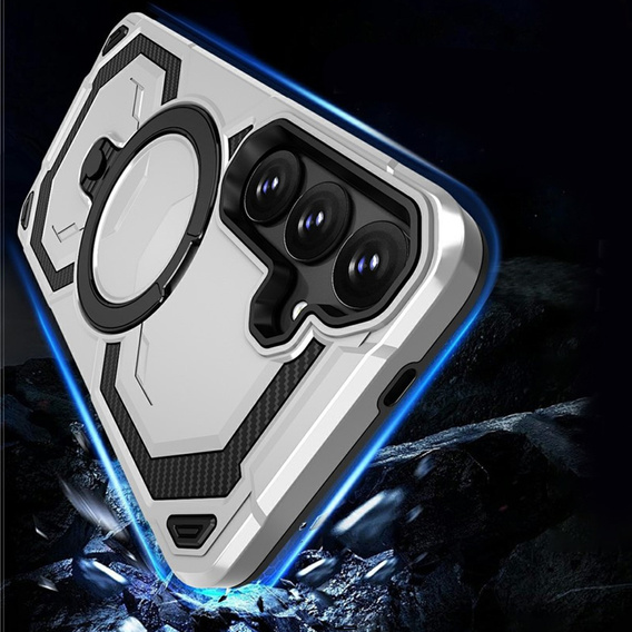 Husă magnetică cu suport pentru Samsung Galaxy A57 5G, argintiu