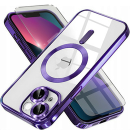 Husă pentru iPhone 13, Electro MagSafe, violet + Sticlă pentru ecran