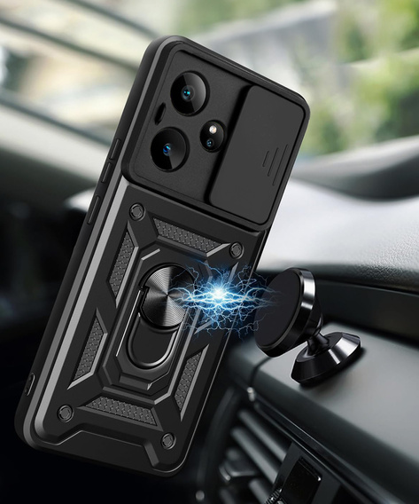 Husă blindată pentru Realme GT 7 / 7T, CamShield Slide, negru