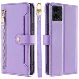Cu clapetă pentru Motorola Moto G04 / G24 / G24 Power, Wallet Zipper Pocket, violet