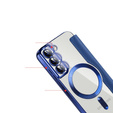 Cu clapetă pentru Samsung Galaxy S22 5G, RFID Wallet MagSafe CamShield, albastru închis