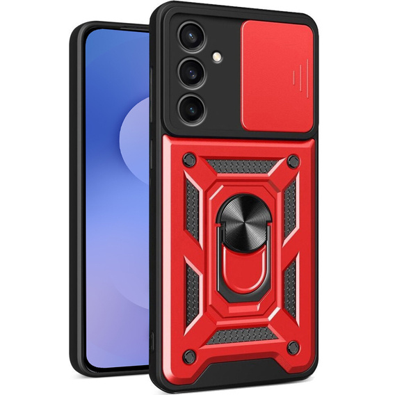 Husă blindată pentru Samsung Galaxy S25 FE, CamShield Slide, roșu