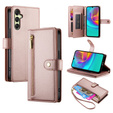 Cu clapetă pentru Samsung Galaxy A56 5G, Wallet Zipper Pocket, roz