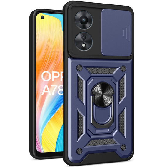 Husă blindată pentru Oppo A78 4G, CamShield Slide, albastru