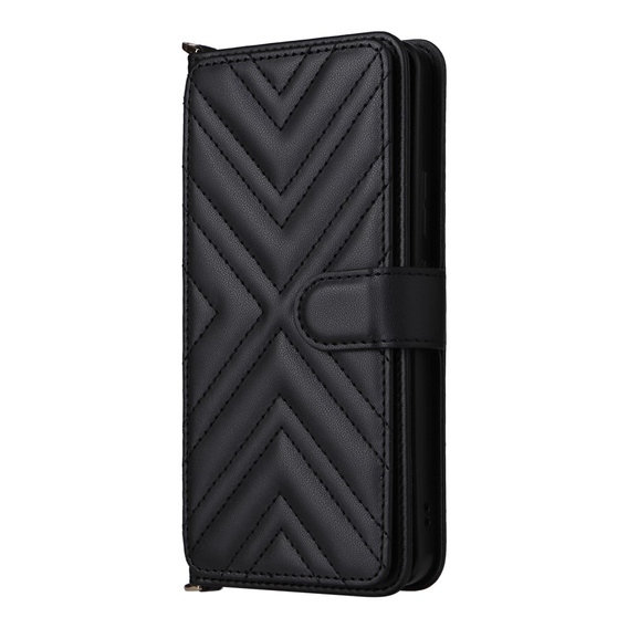 Carcasă cu clapetă pentru Oppo Reno 13F 5G, Crossbody Leather Wallet, negru