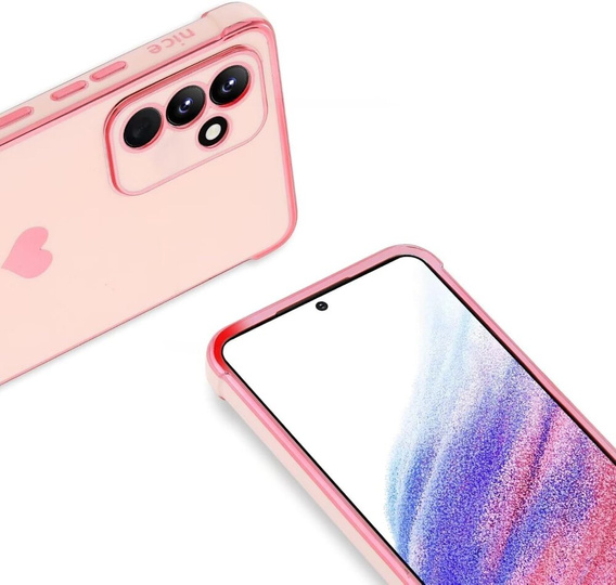 Husă pentru Samsung Galaxy A15 4G / 5G, Electro heart, roz rose gold + Sticlă ceramică Full Glue