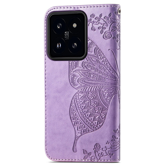 Cu clapetă pentru Xiaomi 14T Pro, Butterfly, violet