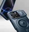 Husă blindată pentru iPhone 16 Pro, Dexnor CamProtect MagSafe, albastru (Două rame)