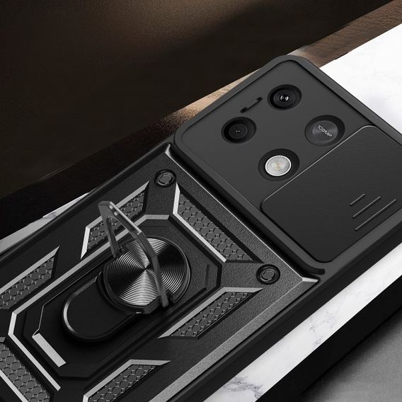 Husă blindată pentru Xiaomi Redmi Note 13 5G, CamShield Slide, negru
