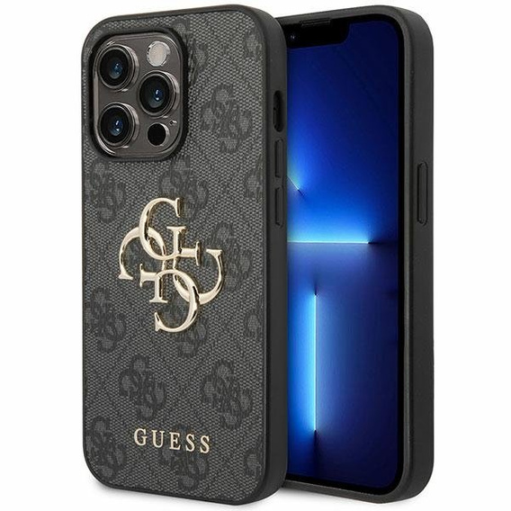 GUESS Huse pentru iPhone 15 Pro Max, 4G Big Metal Logo, gri
