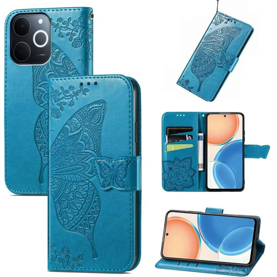 Cu clapetă pentru Realme Note 70T 4G, Butterfly, albastru