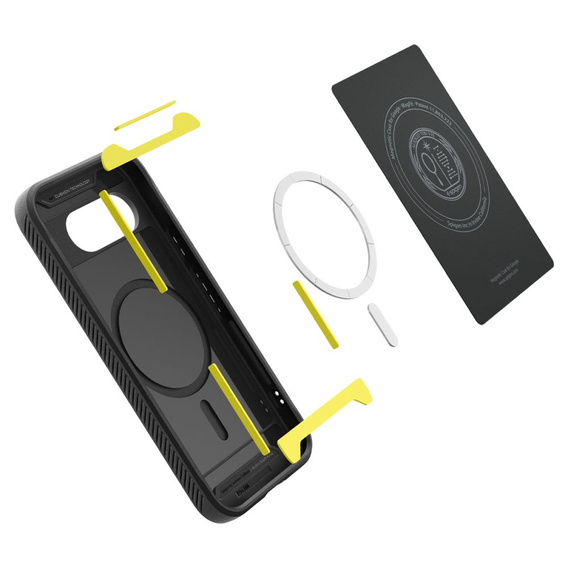 Carcasa Spigen pentru Google Pixel 9A, Rugged Armor MagSafe, negru + Tempered Glass 9H