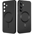 Carcasă pentru Samsung Galaxy S25+ Plus, ColorMag, pentru MagSafe, negru + sticlă călită 9H