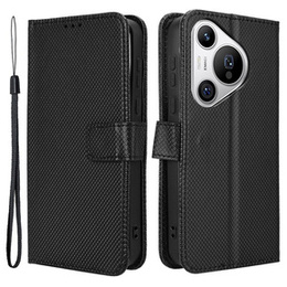 Cu clapetă pentru Huawei Pura 70, Wallet Smart Magnet, negru