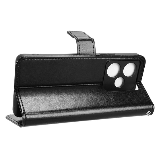 Cu clapetă pentru Realme GT 7 / 7T, Crazy Horse Wallet, negru