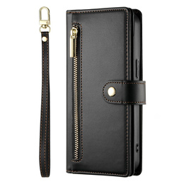 Cu clapetă pentru Samsung Galaxy A56 5G, Wallet Zipper Pocket, negru