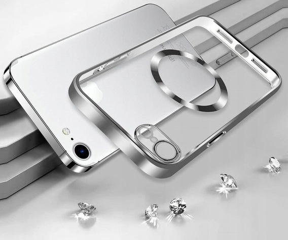 Husă pentru iPhone 7 / 8, Electro MagSafe, de argint + Sticlă pentru ecran