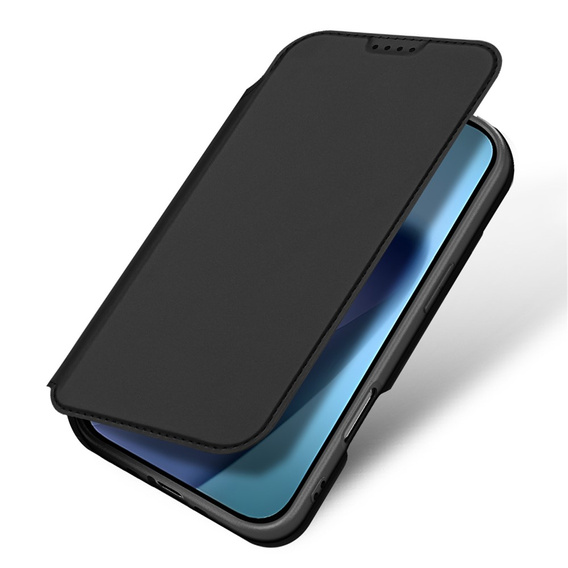 Husă Dux Ducis pentru iPhone Air, Skin Pro, cu clapetă, cu slot pentru carduri, negru