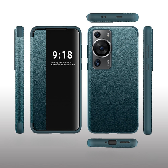 Husă cu clapetă pentru Huawei P60 Pro, Side View, albastru