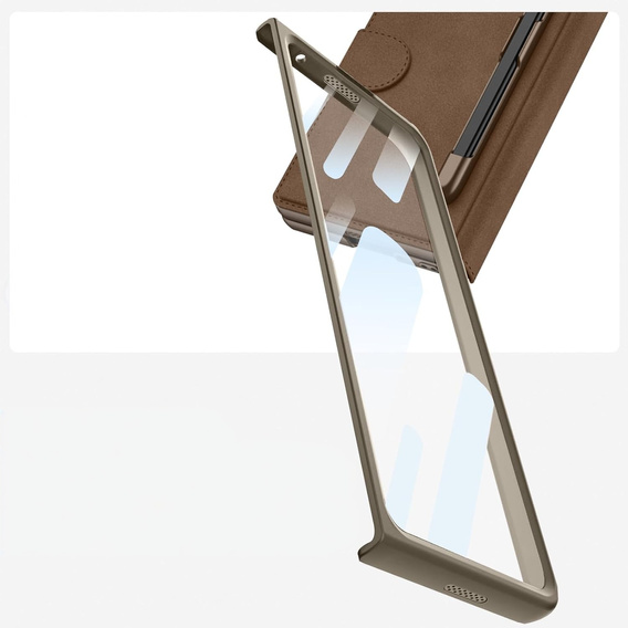 Carcasă portofel cu clapetă maro pentru Samsung Galaxy Z Fold 7 5G