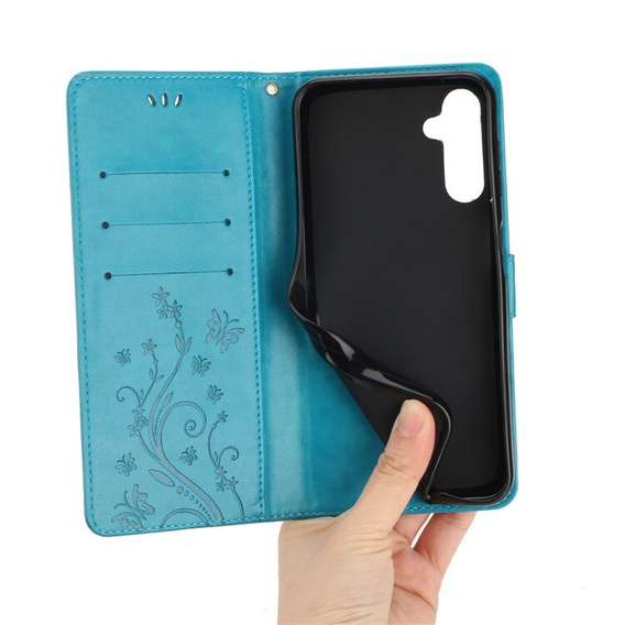 Cu clapetă pentru Samsung Galaxy A55 5G, Wallet, Butterfly, violet