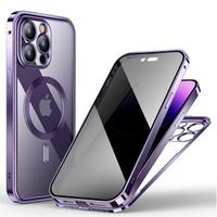 Husă pentru iPhone 14 Pro, Privacy Dual Glass, pentru MagSafe, violet