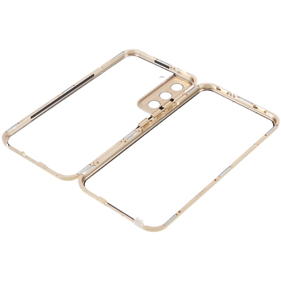 Husa pentru Samsung Galaxy S21, Magnetic Dual Glass, de aur