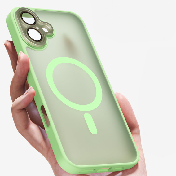 Husă pentru iPhone 16 Plus, pentru MagSafe, ERBORD Matt Case, verde deschis + sticlă pentru ecran