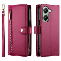 Cu clapetă pentru Xiaomi Poco X7 Pro 5G, Wallet Zipper Pocket, roșu