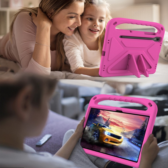 Husă pentru copii pentru Samsung Galaxy Tab S10 Lite / S10 FE / S9 FE, cu mâner, roz
