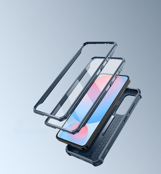 Husă blindată pentru Samsung Galaxy S24 FE, Dexnor Full Body (Two Frames), albastru închis