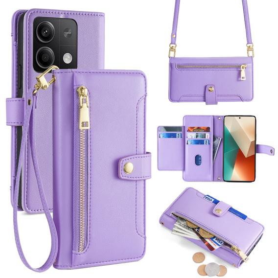 Cu clapetă pentru Xiaomi Redmi Note 13 5G, Wallet Zipper Pocket, violet