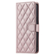 Husă cu clapetă pentru Samsung Galaxy S25 FE, Rhombus Crossbody Leather, roz rose gold