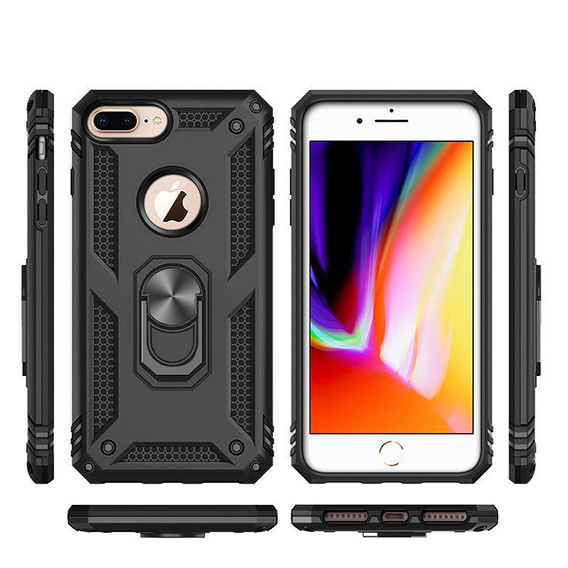 Husă blindată pentru iPhone 6+ / 6S+ / 7+ / 8+ Plus, Nox Case Ring, negru