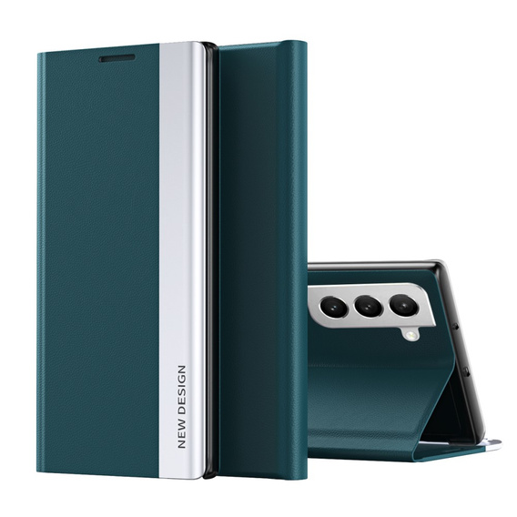 Cu clapetă pentru Samsung Galaxy S22 5G, Side Magnetic, verde