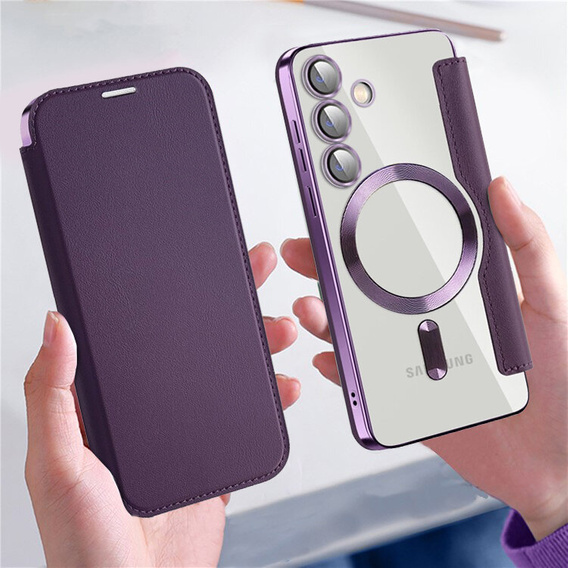 Cu clapetă pentru Samsung Galaxy S24+ Plus, RFID Wallet MagSafe CamShield, violet